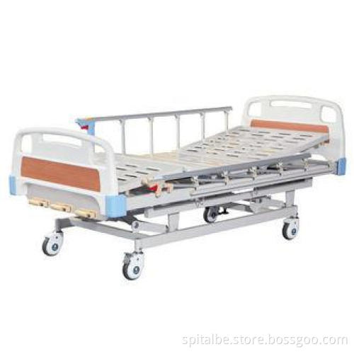 Hand 3 Crank Manual Hospital Beds Medical With 4-Part Bedbo